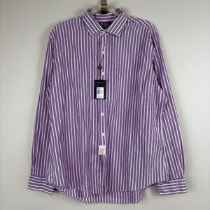 New Polo Ralph Lauren Men's XL Striped Button Down Shirt Purple White NWT Vtg